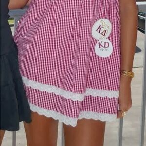 Windsor Red and White Mini Dress gingham lace trim